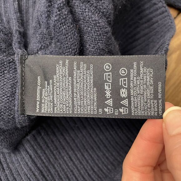 Tommy Hilfiger Lambswool Blend Winter Crew Neck Sweater Old Money Blue Men's L - Picture 6 of 9